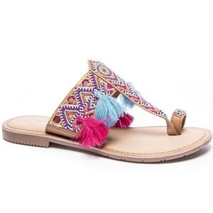 NEW! CHINESE LAUNDRY Bohemian Tassel Paradiso Beaded Flat Sandals 8.